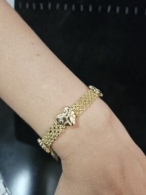 Gold Plated Heart Mesh Bracelet - Elegant